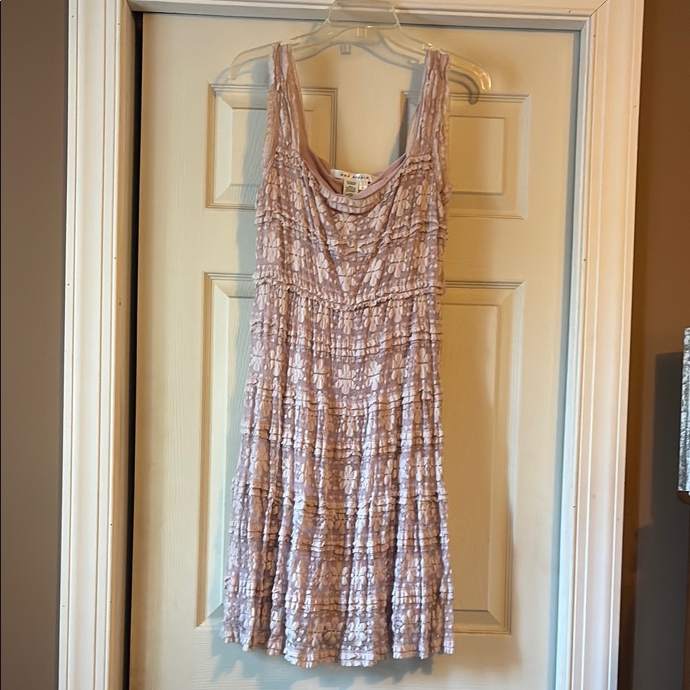Max Studio Pink and White Cowl Neck Tiered Mini Dress